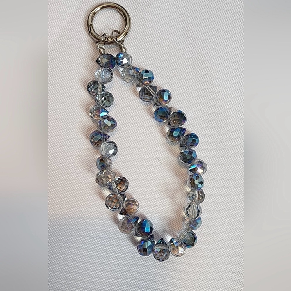 Blue and Silver Beaded Bag Charm/Key Chain/Wristlet!